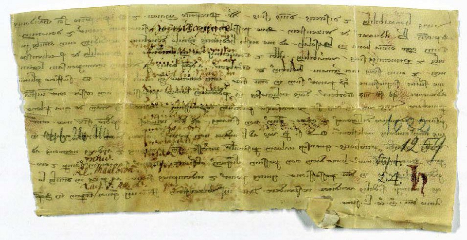 Urkunde vom 17. September 1259, Rückseite