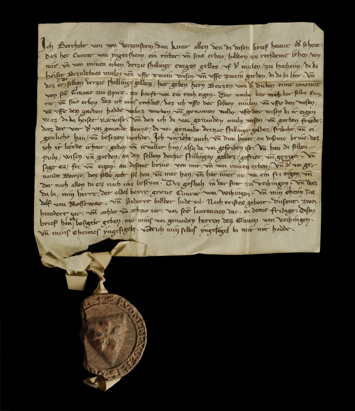 Urkunde vom 6. August 1288, Rückseite