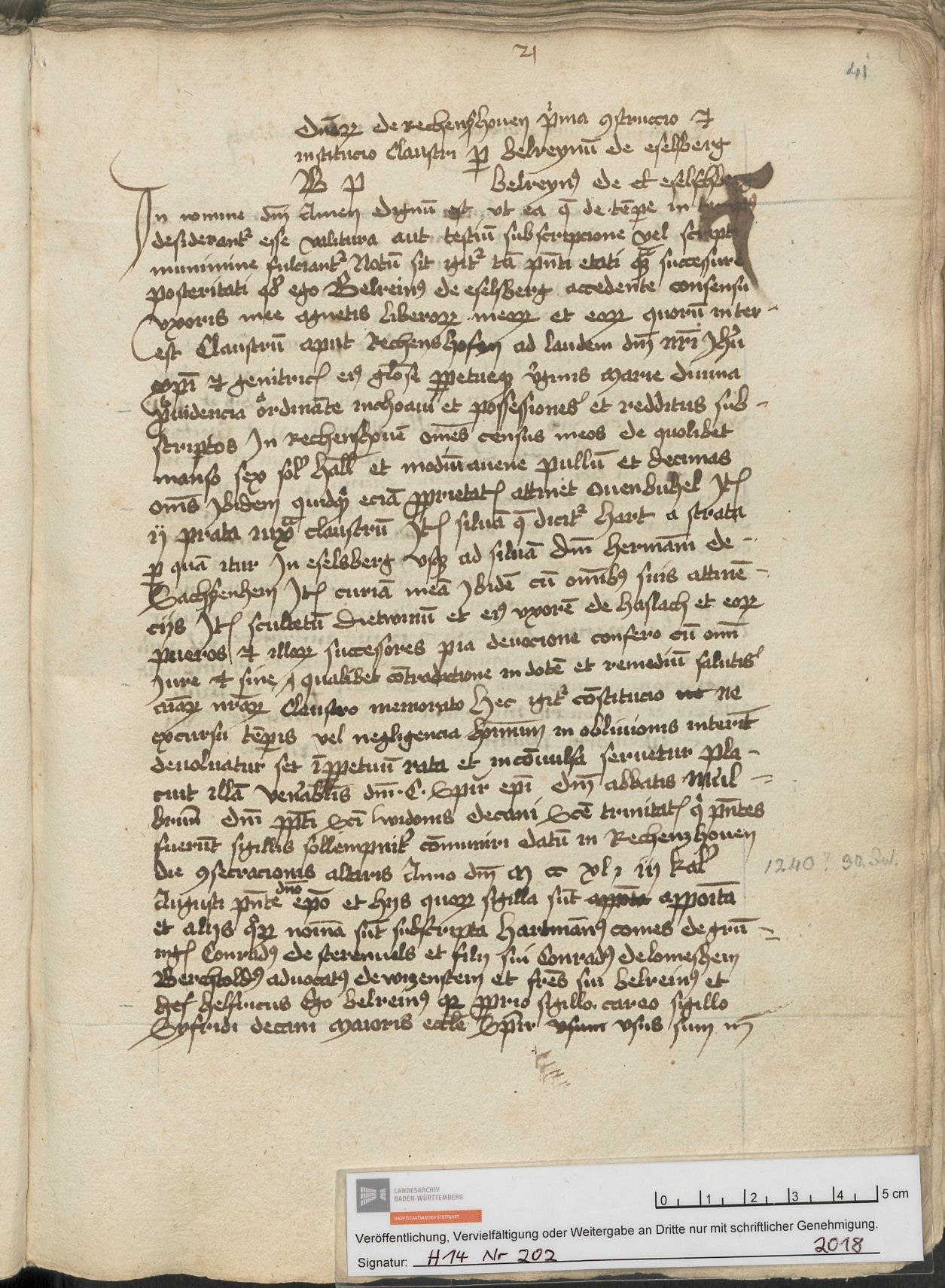 Urkunde vom 30. Juli 1240